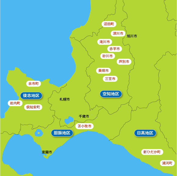 空知・胆振・後志・日高地区内の各道営住宅についての地図
